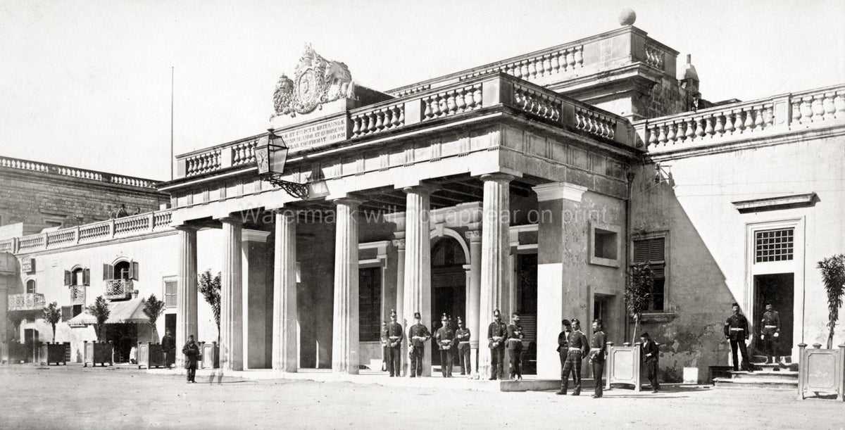Valletta Malta Main Guard St John's Square Soldiers Portico Vtg. Photo 19thC.