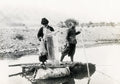 Caucasus Georgia Tiflis Men Fishing Raft River Fishermen Vtg. Photo 19thC.