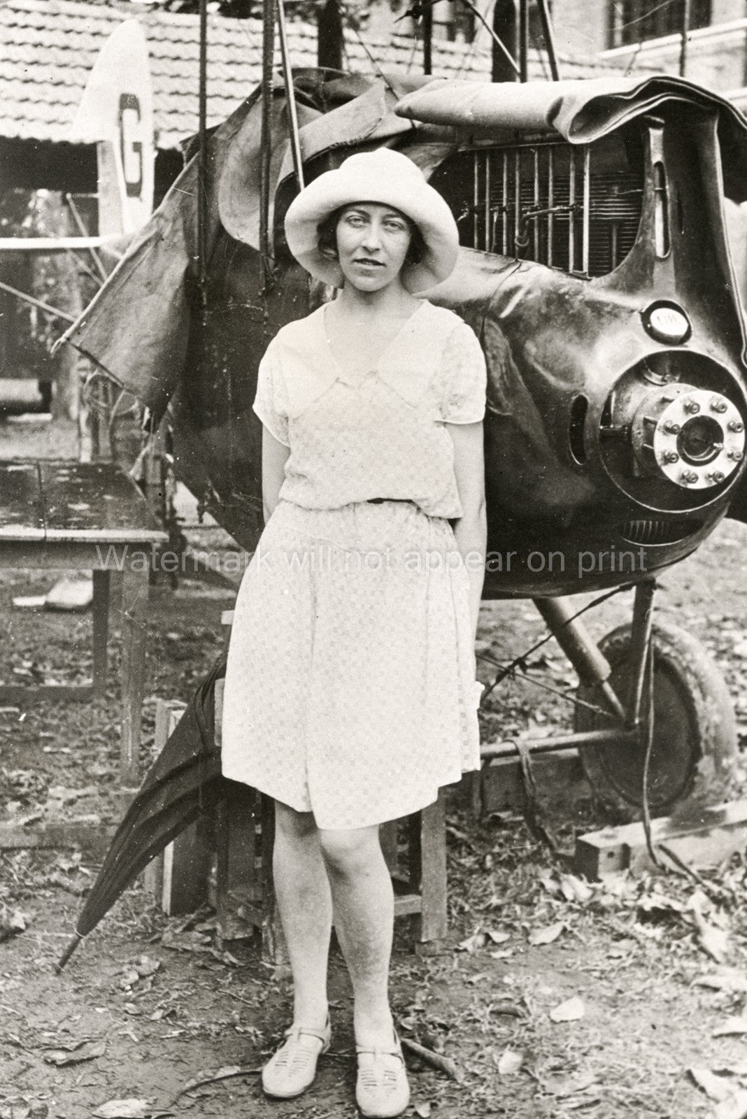 Rangoon Burma Pioneering Aviator Amy Johnson Woman Pilot Vtg. Photo 20thC.