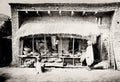 Calcutta India Food Stall Shop Market Baskets Pottery Merchant Vtg. Photo 19thC.