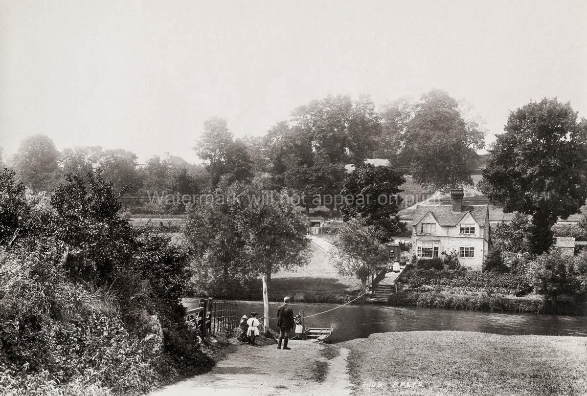Hampton Ferry Evesham West Midlands River Crossing People Vtg. Photo 19thC.