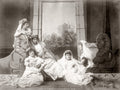 Egypt European Women Posed Theatrical Costumes Sphinx Vtg. Photo 19thC.