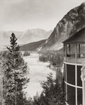 Bow Valley Canadian Pacific Railway Hotel Balcony Mountains Vtg. Photo 19thC.