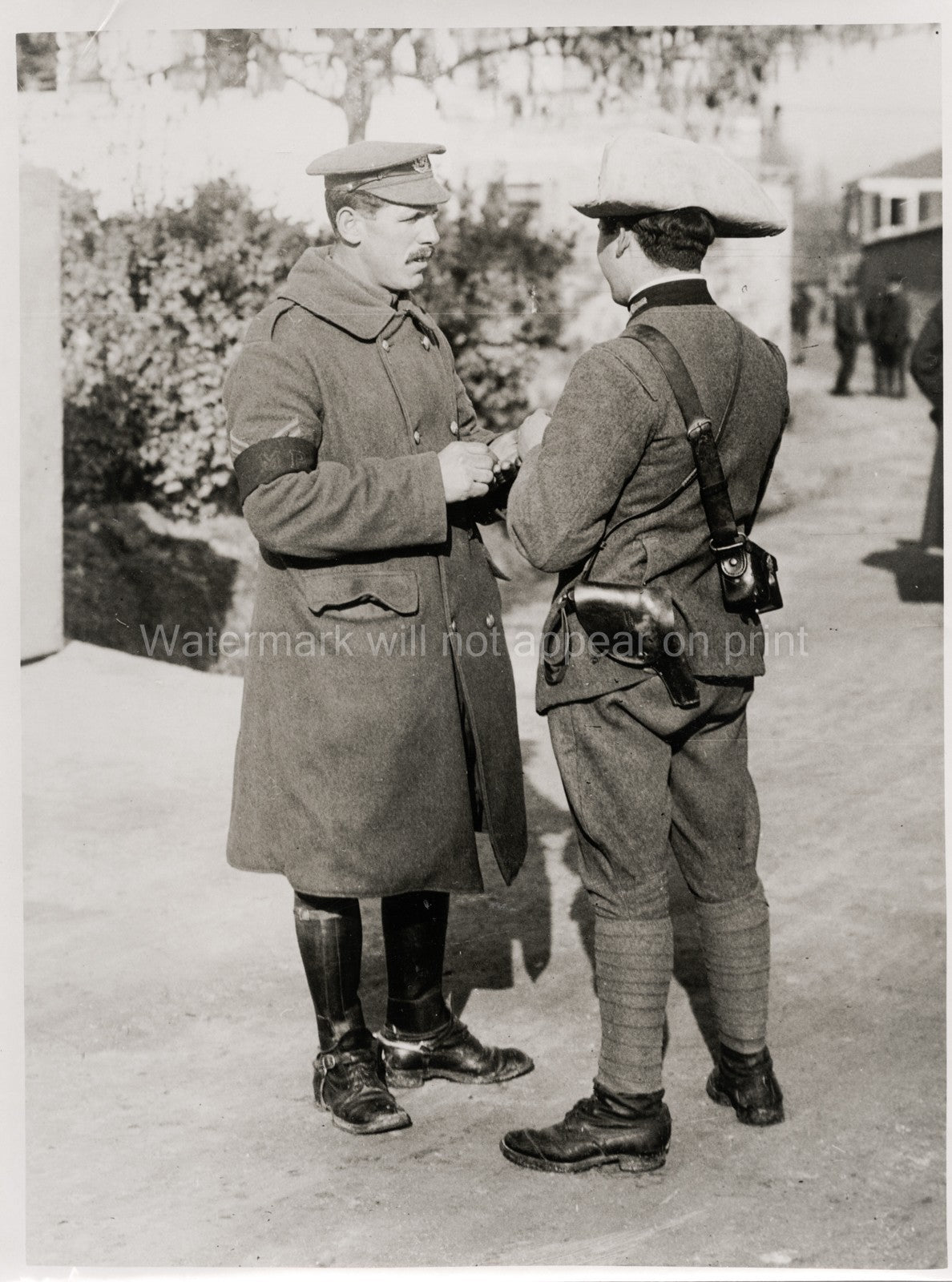 WW1 Italian Carabinieri Policemen & British MP Soldiers Uniforms Vtg. Photo