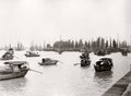 Canton Guangzhou China Harbour Boats Junks Sampans River Scene Vtg. Photo 19thC.