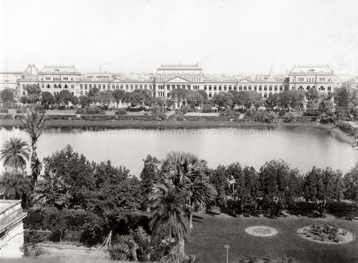 India Calcutta Public Buildings Colonial Architecture Lake Vtg. Photo 19thC.