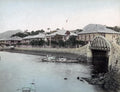Nagasaki Japan The Bund Waterfront Bridge Boats Buildings Vtg. Photo 19thC.