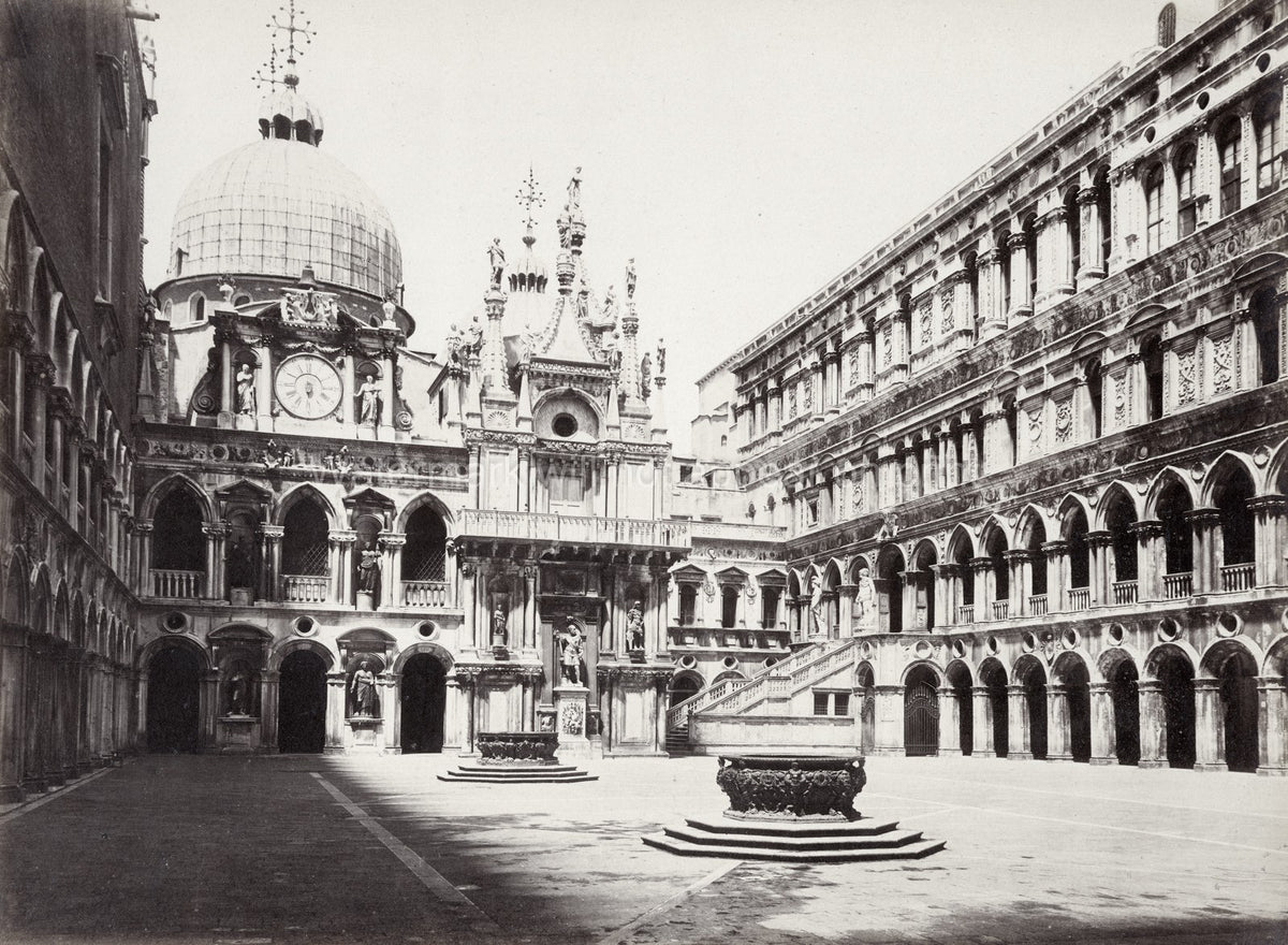 Doges' Palace Venice Italy Courtyard Architecture Clock Dome Vtg. Photo 19thC.