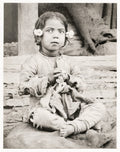 Young India Girl Flowers Hair Seated Portrait Choker Vtg. Photo 20thC.