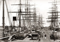 Melbourne Australia Cargo Ships Dock Harbor Pier Masts Rigging Vtg. Photo 19thC.