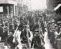 Ostend WW1 Marines Marching Soldiers Crowd Street Scene Vtg. Photo