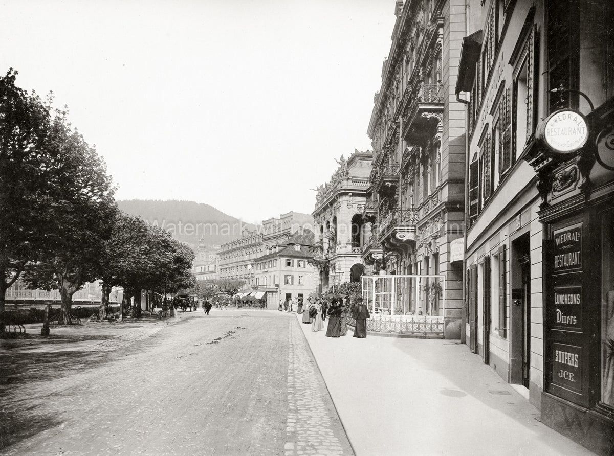 Czech Republic Karlovy Vary Karlsbad Street Scene Architecture Vtg. Photo 19thC.