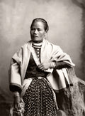 Northern India Tibetan Woman Portrait Traditional Dress Vtg. Photo 19thC.