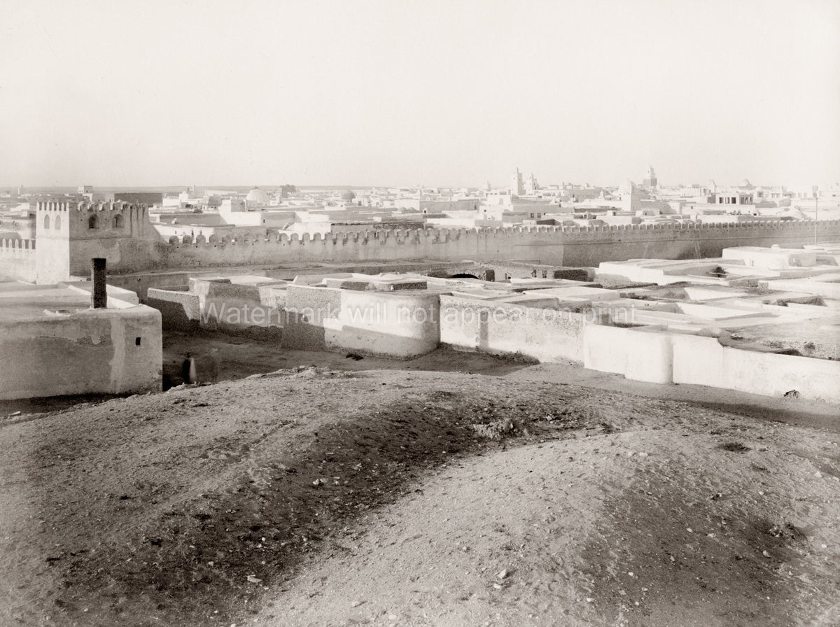 Kairouan Algeria Cityscape Walled City Medina Rooftops Vtg. Photo 19thC.
