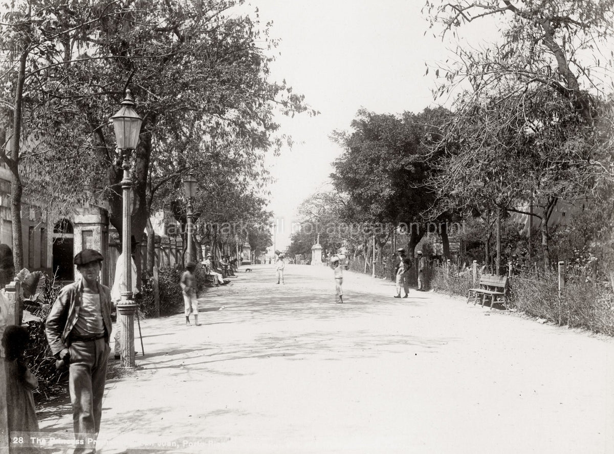 San Juan Puerto Rico Paseo de la Princesa Promenade Street Vtg. Photo 19thC.