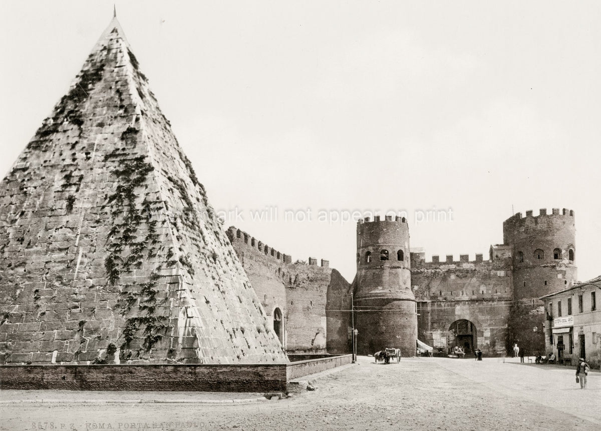 Rome Italy PyraCestius Porta San Paolo Ancient Gate Vtg. Photo 19thC.