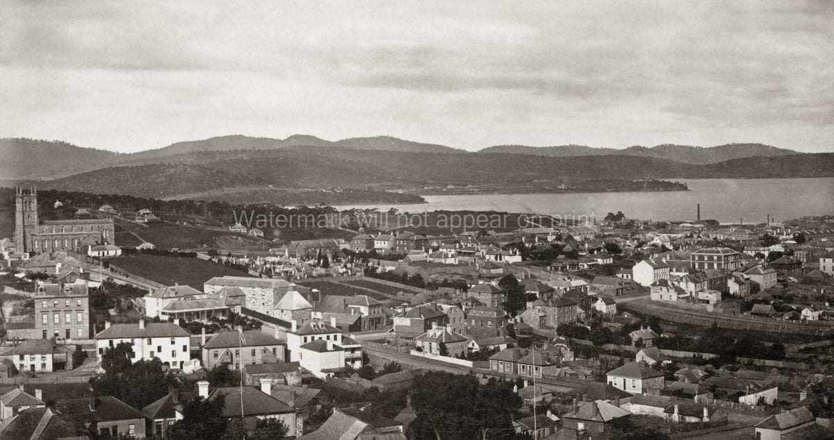 Hobart Tasmania Australia Cityscape Harbor View Church Vtg. Photo 19thC.