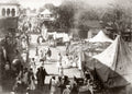 India Street Scene Pedestrians Crowd Market Tents Buildings Vtg. Photo 19thC.
