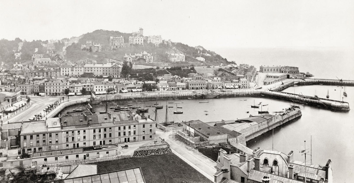 Torquay Devon England Harbour Town Seaside Coastal View Vtg. Photo 19thC.