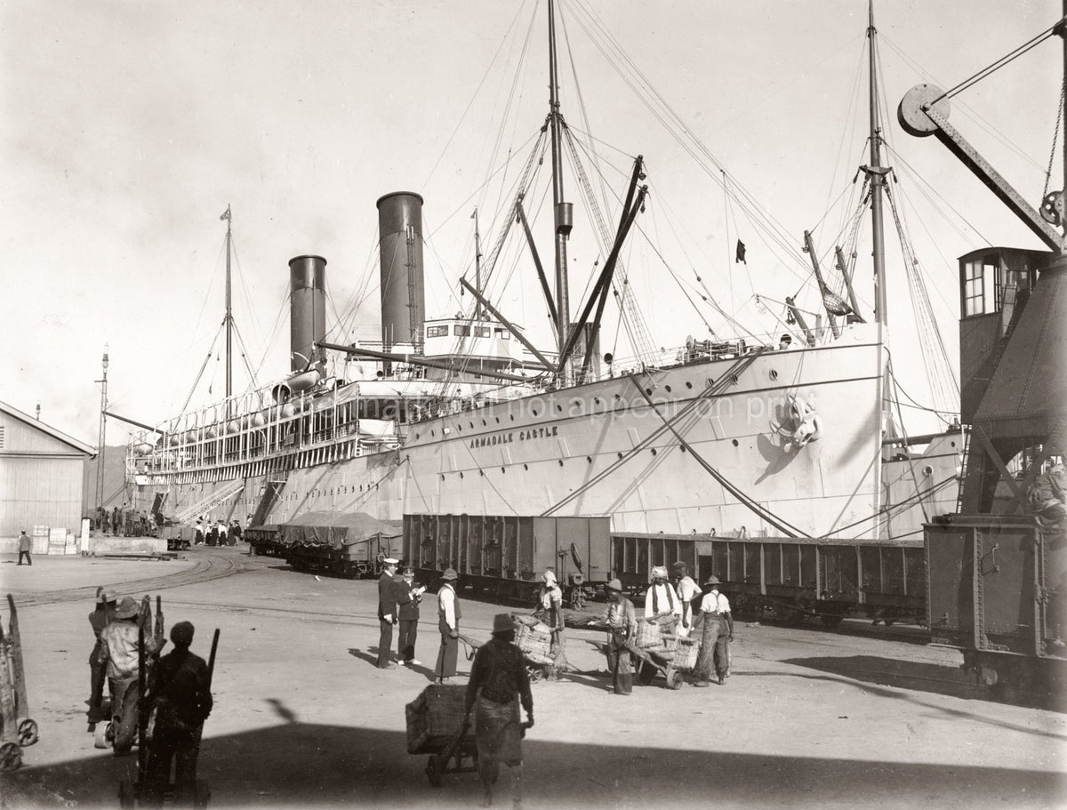 South Africa Durban Harbour Mail Boat Armadale Castle Port Vtg. Photo 19thC.