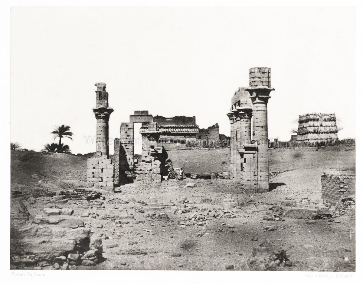 Egypt Temple Hermonthis Erment Arment Ruins Columns Vtg. Photo 19thC.