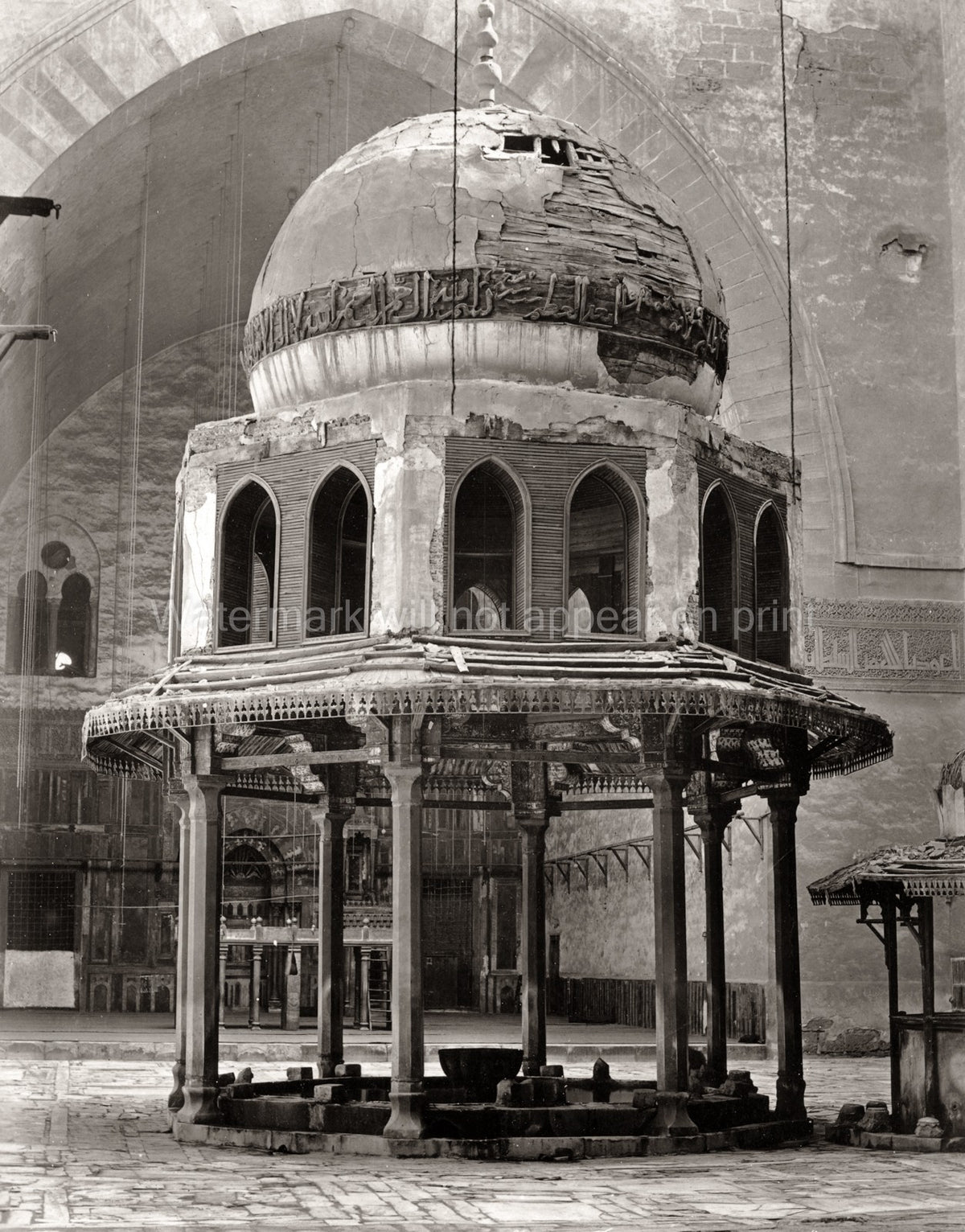 Mosque Hassan Cairo Fountain Ablution Islamic Architecture Vtg. Photo 19thC.