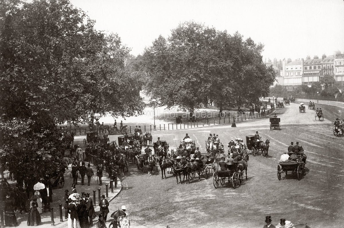 London England Rotten Row Carriages Victorian High Society Vtg. Photo 19thC.