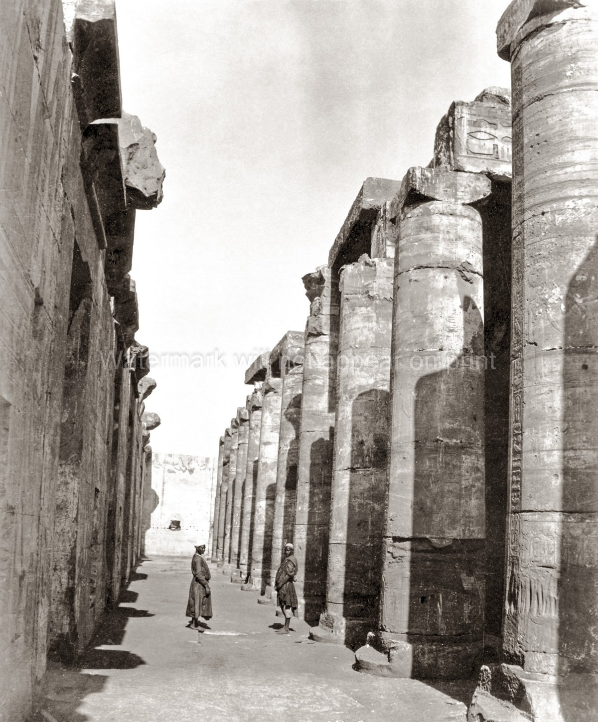 Temple Edfu Egypt Ancient Ruins Colonnade Architecture Vtg. Photo 19thC.