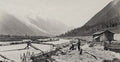 Alpine Mountain Valley River Landscape Workers Sawmill Vtg. Photo 19thC.