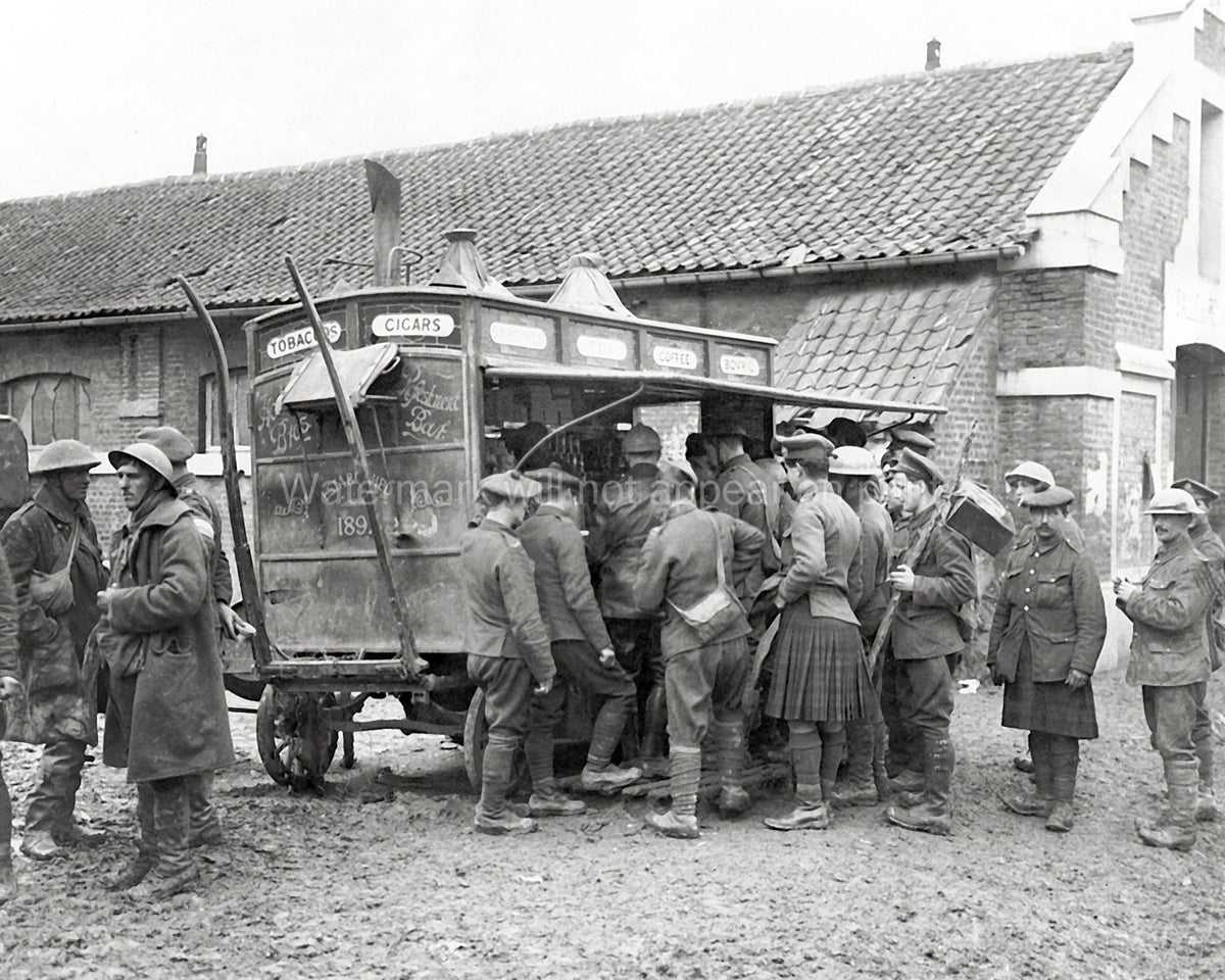 WW1 France Coffee Stall Soldiers Canteen Refreshments Western Vtg. Photo