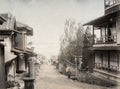Atami Japan Street Scene Traditional Architecture Kimono Vtg. Photo 19thC.