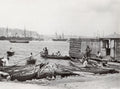 Constantinople Bosphorous Boatmen Harbor Ships Rowboats Vtg. Photo Late 19thC.