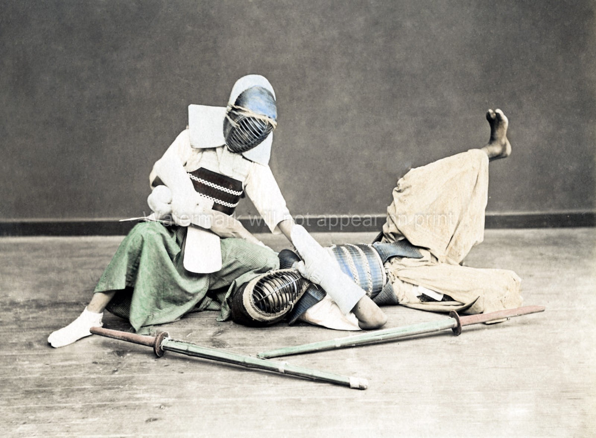 Japan Kendo Fencing Martial Arts Samurai Armor Sparring Vtg. Photo 19thC.