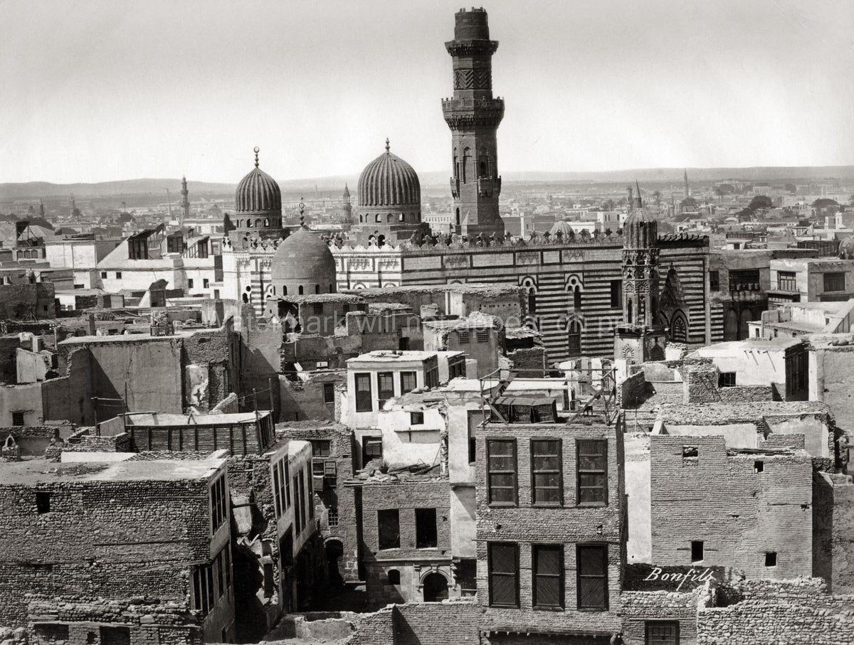 Cairo Egypt Rooftop View Mosques Minarets Domes Cityscape Vtg. Photo 19thC.