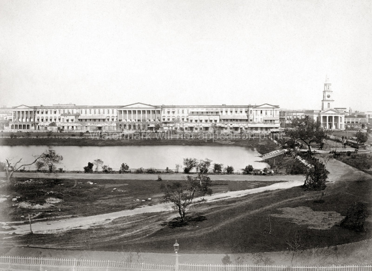 Writers' Building Calcutta Kolkata India Lal Dighi Tank Vtg. Photo 19thC.
