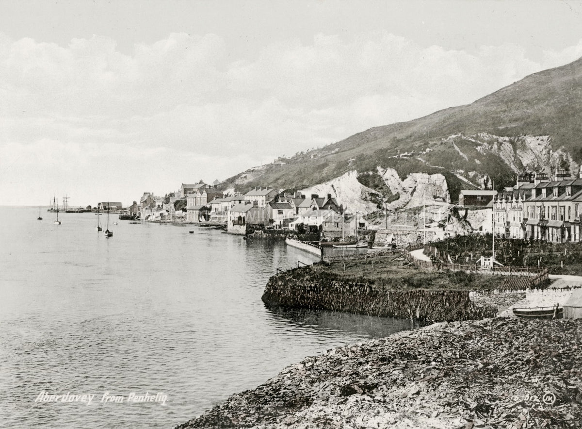 Aberdovey Aberdyfi Wales Coastal Village Harbour Sailboats Vtg. Photo 19thC.