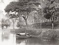 Kandy Lake Ceylon Sri Lanka Boat Jennie Tropical Landscape Vtg. Photo 19thC.