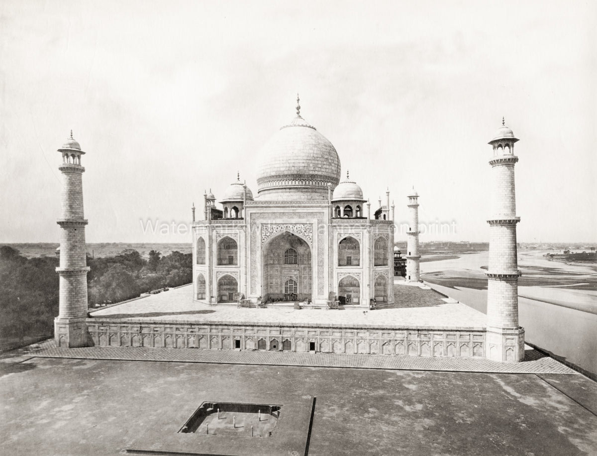 Taj Mahal Agra India Mughal Architecture Mausoleum Minarets Vtg. Photo 19thC.