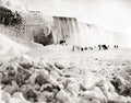 Niagara Falls Frozen Winter Waterfall Ice Snow People Vtg. Photo 19thC.