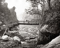 2 Men Bridge Rungnoo River Darjeeling India Nature Vtg. Photo 19thC.