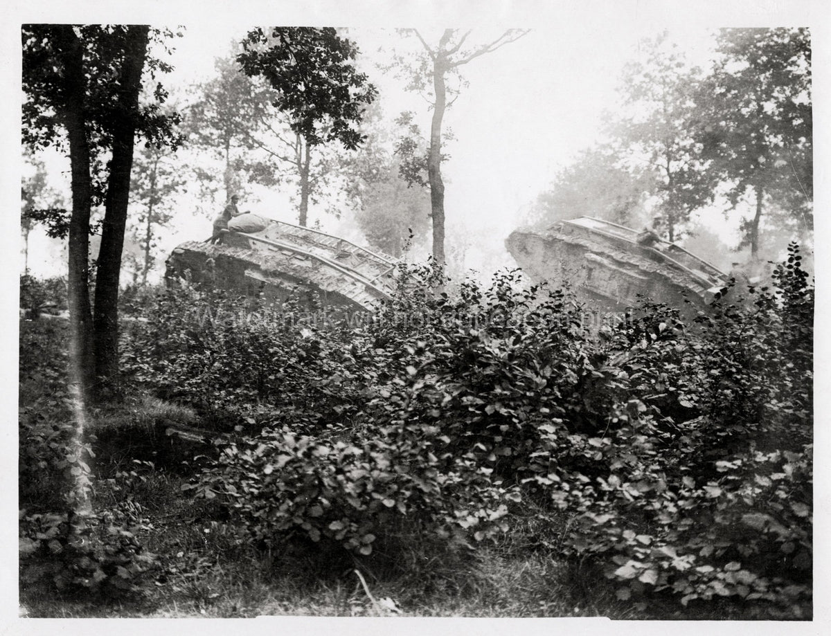 WW1 World War 2 Tanks Wood Military Soldiers Armored Vtg. Photo