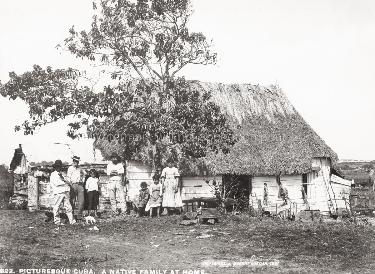 Cuba Native Family Home Farmer Rural Hut Children Vtg. Photo 19thC.