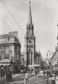 Bath Somerset St Michael's Church Spire Tram Scene Vtg. Photo c.1910
