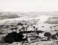 River Nile Cataracts Egypt Landscape Desert Palm Trees Village Vtg. Photo 19thC.