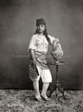 Turkish Woman Portrait Ornate Stockings Traditional Dress Vtg. Photo 19thC.