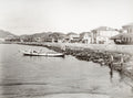 Kobe Bund Japan Waterfront Harbor Boat Buildings Seawall Vtg. Photo 19thC.