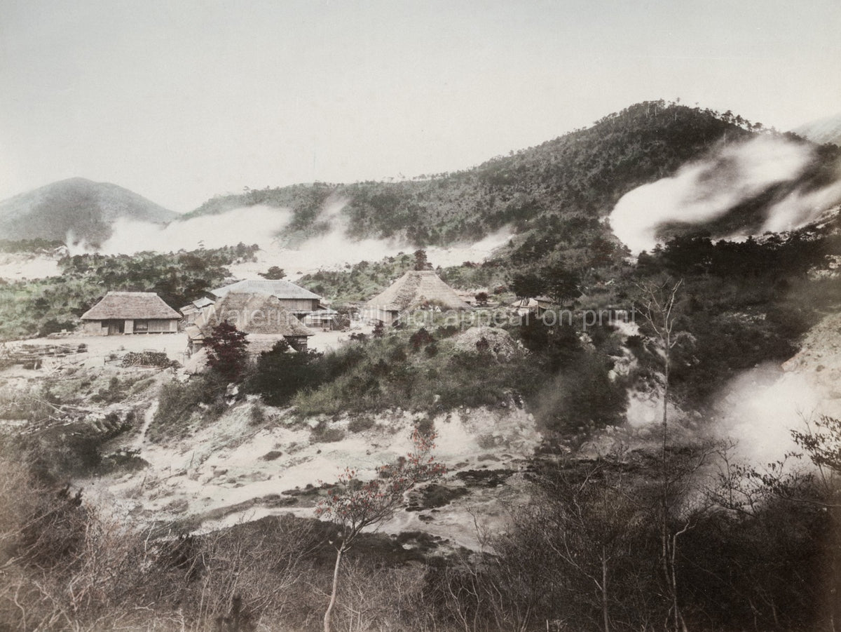 Kojigoku Onsen Nagasaki Japan Hot Springs Geothermal Village Vtg. Photo 19thC.