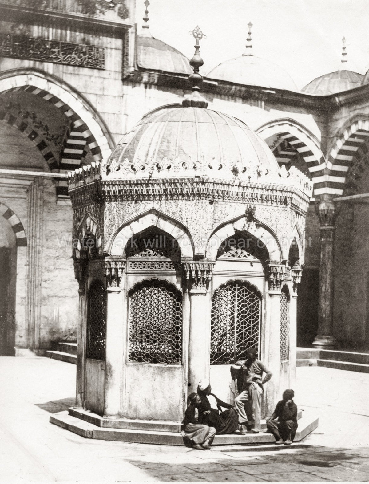 Constantinople Istanbul Water Fountain Mosque Courtyard Vtg. Photo 19thC.