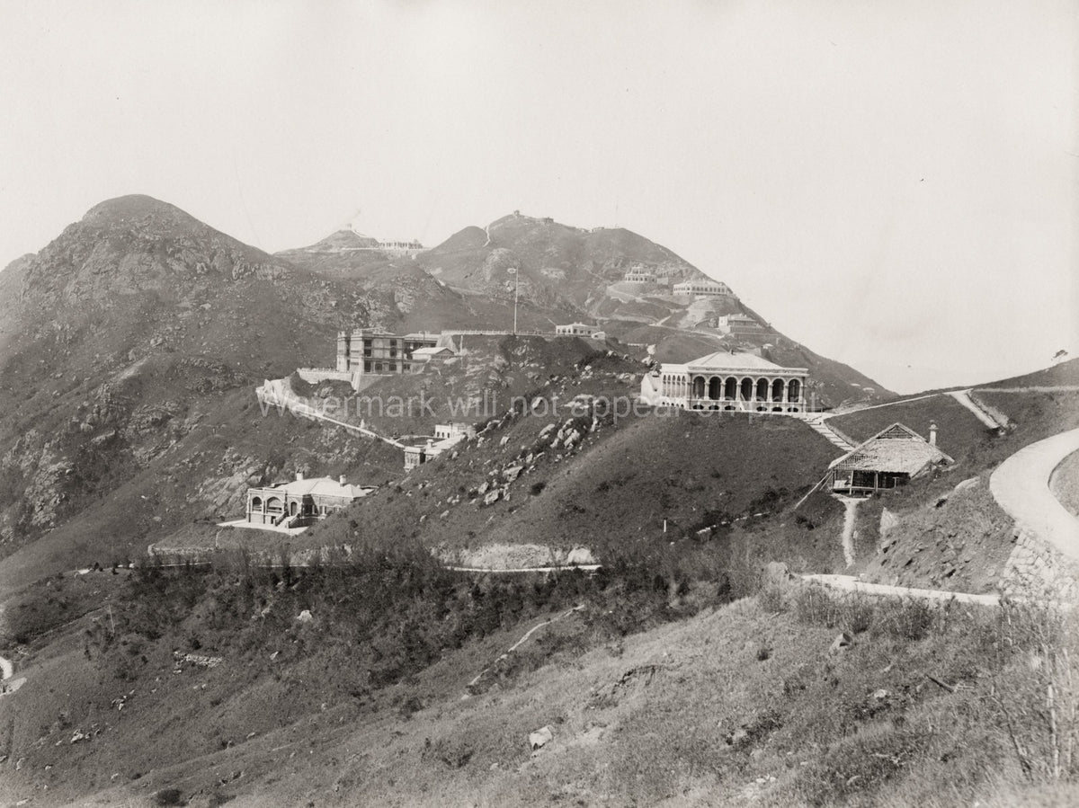 Hong Kong Peak Houses Mansions Colonial Architecture Hills Vtg. Photo 19thC.