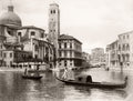 Venice Italy Canal View Gondola Gondolier Church Dome Bell Vtg. Photo 19thC.